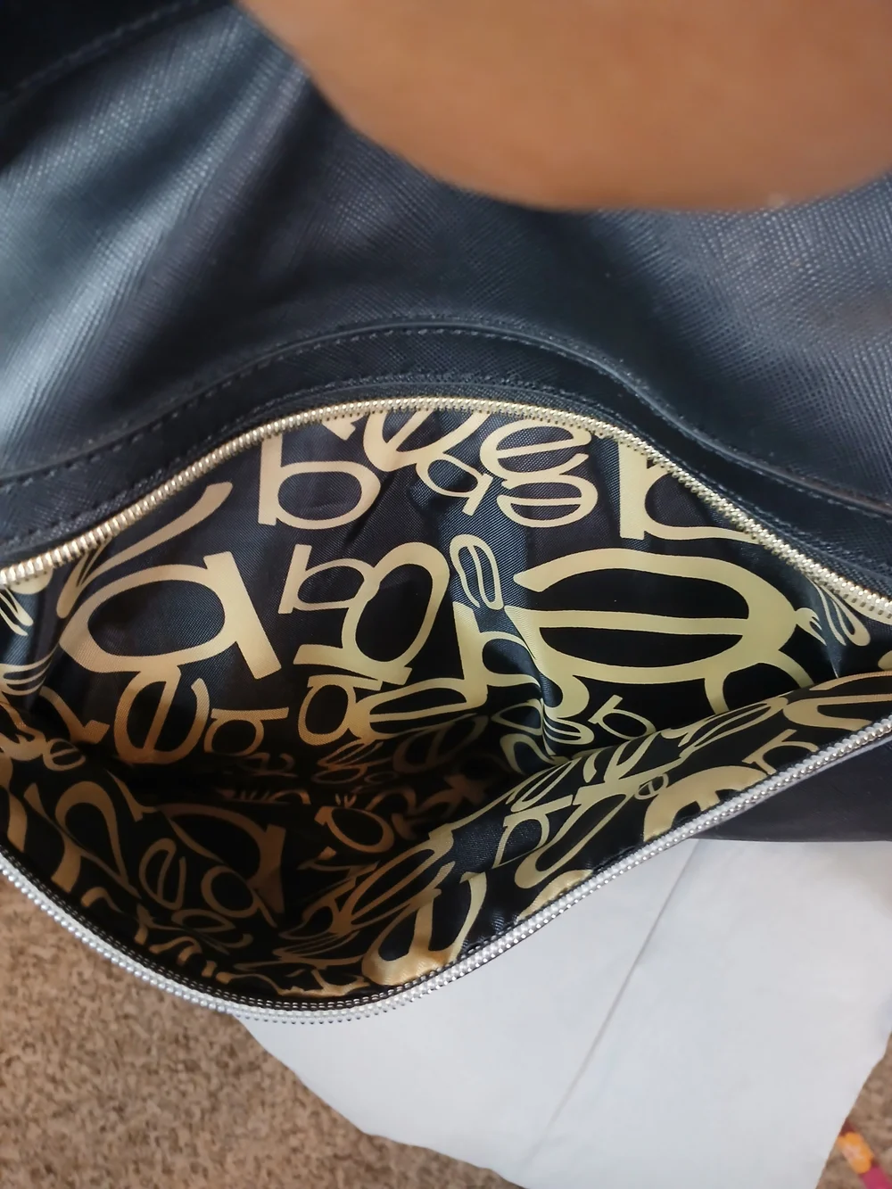 bebe Black Leather Weekender Bag
